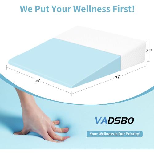 Wedge Pillow, Bed Wedge Pillows for Sleeping, Snoring, Back Support, After Surgery, Foam Triangle Pillow, Removable Washable Cover (White, 7.5in)