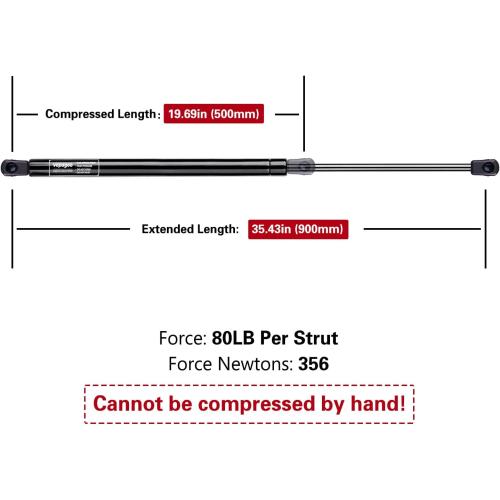 C16-10944 35.43 inch 80lb Per Gas Strut Shock Lift Support for Truck Tonneau Bed Cover Pickup Cab Shell Window Lift and Other Heavy Duty Application, Set of 2 Vepagoo