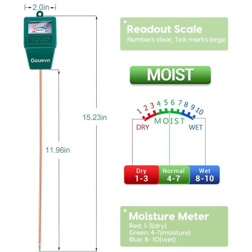 Long Probe Soil Moisture Meter for Plants, Plant Moisture Meter for House Plants, Plant Water Meter for Indoor & Outdoor Large Potted Plants, Hygrometer Gardening Gifts - No Battery Needed