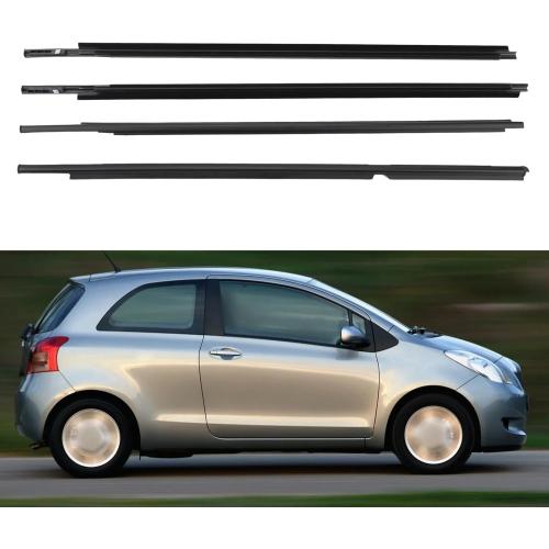 JDMON 4PC Door Window Moulding Weatherstrip Compatible with Toyota Yaris 2005-2011, Vitz 2005-2010, Outer Weather Stripping Trim Seal Replacement for 68160-52110, 68210-52110, 68180-52100, 68230-52100