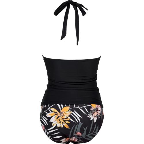 Women Sexy Halter Tankini Bathing Suit Slimming Tummy Control Swimsuit (L)