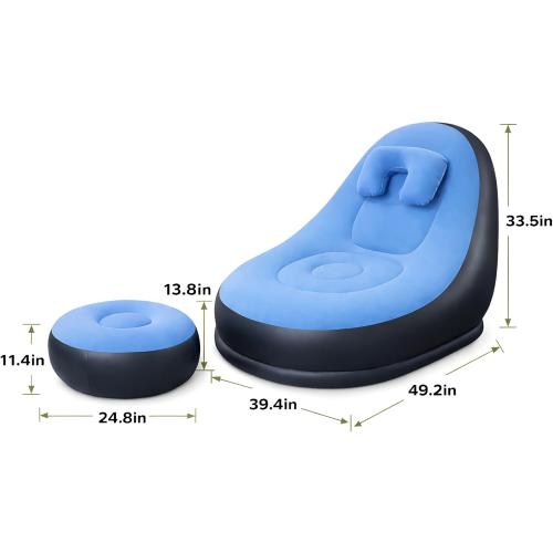 Inflatable Lounge Chair for Indoor and Outdoor Use Couch for Camping Blow up Chairs Gaming Chair Ergonomic Bean Bag Chairs for Comfort Flocked Surface inflatables Inflatable Couch Outdoor