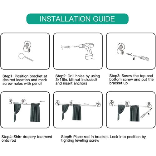 Black Curtain Rods 72 to 144 (6-12Ft) for Window,Outdoor Rods,Industrial 1Inch Pole,Rustic Wrap Around Rod Brackets,Simple rods Indoor/Outdoor Use, Set of 2