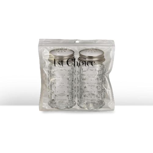 Retro Style Salt and Pepper Shakers with Stainless Tops (2)