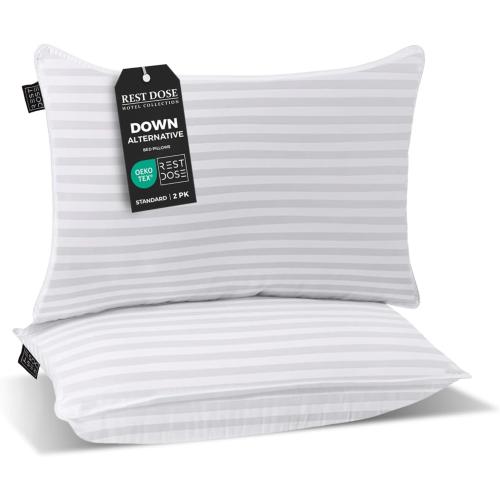 Bed Pillows for Sleeping, Set of 2 – Cooling, Hotel Quality with Soft Down Alternative Fill for Back, Stomach & Side Sleepers (King)