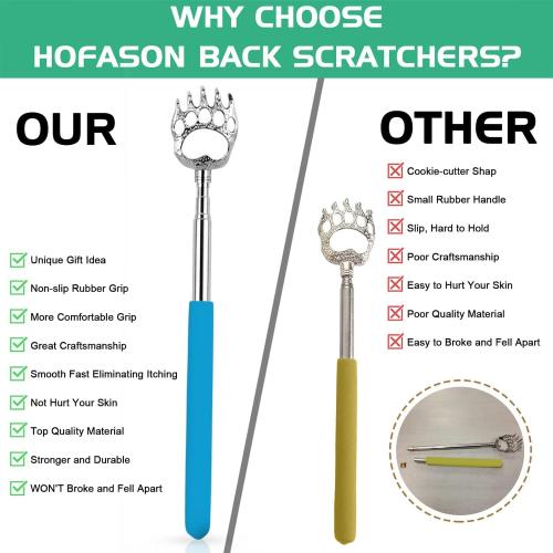 6 Pack Back Scratcher Fathers Day Dad Gifts, White Elephant Gifts for Adults, Stocking Stuffers for Men Women Teens, Prizes for Adults, Extendable Bulk Back Massager for Thanksgiving Birthday (Blue)