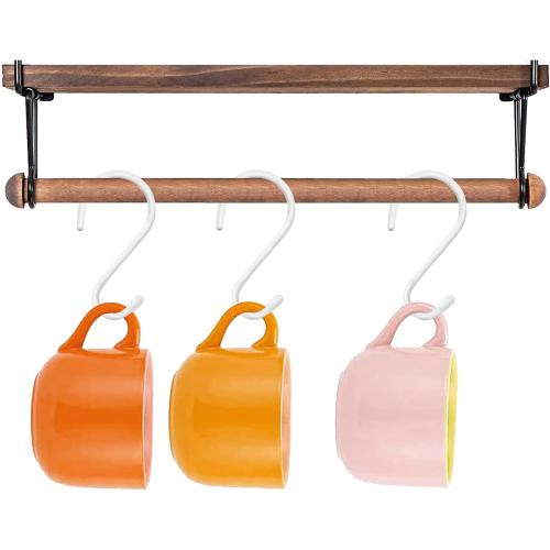 4 Pack Large S Hooks for Hanging Heavy Duty, 6 inch Non Slip Vinyl Coated Metal Closet S Hooks for Hanging Kitchen Utensil Pot Pan Cups Clothes Jeans Towels Hats Bags Plants (White)