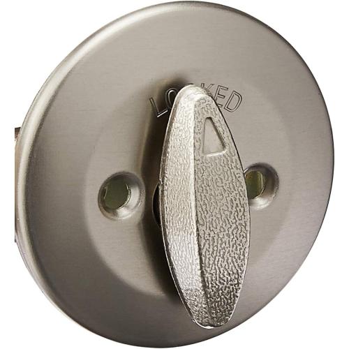 Kwikset 663 Deadbolt Unkeyed Deadbolt Lock, Satin Nickel Round Interior Turn Piece for Front Entry Door, with Latch and Adapter, No Exterior Assembly