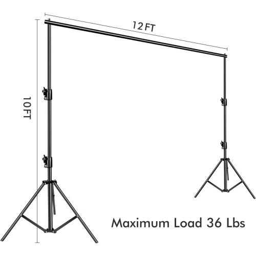 SLOW DOLPHIN Photo Video Studio 12ft (W) x 10ft (H) Heavy Duty Adjustable Photography Backdrop Stand Background Support System Kit with Carry Bag