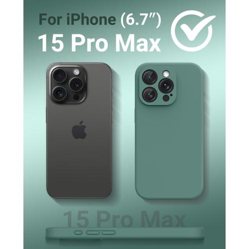 OTOFLY Magnetic for iPhone 15 Pro Max Case Compatible with MagSafe, [Full Camera Protection][Screen Protector] Full-Body Silicone Shockproof Phone Case for iPhone 15 Pro Max 6.7 (Pine Green)