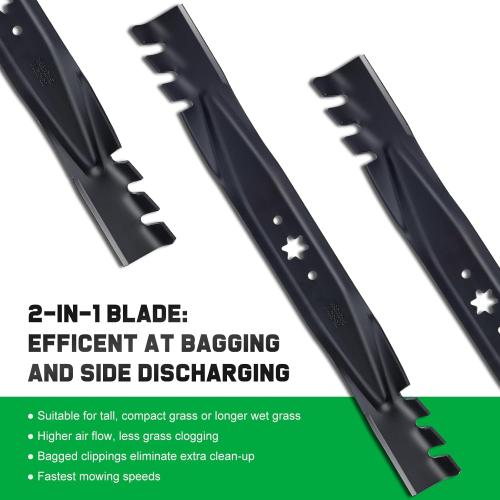 Grasscool 942-04308-X 942-04308 Mower Blades for Troy Bilt Bronco Pony Mustang 42 inch Mower with 6 Star Hole Cub Cadet XT1-42 ZT1-42 42'' Zero Turn Lawn Tractor