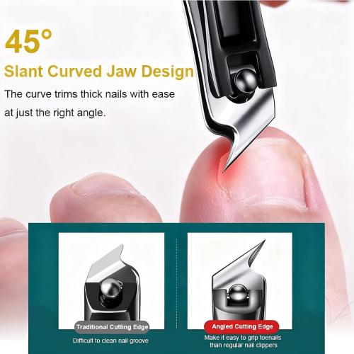 Electric Nail Clipper, 2026 Improved Nail Clippers Set, Includes an Automatic 2-in-1 Nail Clippers (with LED Light & Storage Box), an Oblique Nail Clippers, Ideal for All Your Nail Care Needs - Green