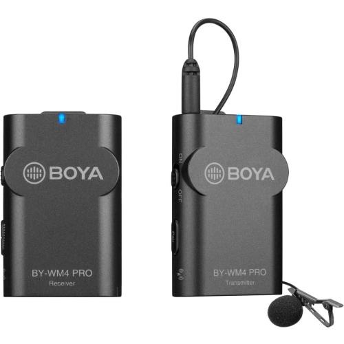 BOYA 2.4G Wireless Lavalier Microphone System, WM4 PRO-K2 Lapel Clip-on Mini Wireless Mic Compatible with Canon Nikon Sony DSLR Camera iOS Android Smartphone Audio Recorder YouTube Facebook Vlogging