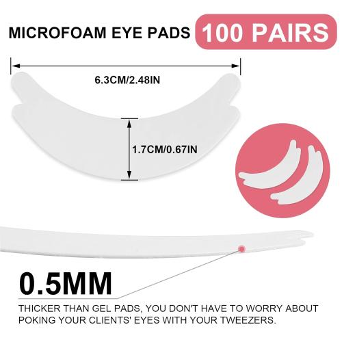 Pretty memory 100 Pairs Foam Eye Pads for Lash Extensions, Lint Free Hypoallergenic Sticky Lash Pads, Under Eye Pads for Eyelash Extensions, Eyelash Tech Supplies Must Haves, Latex Free