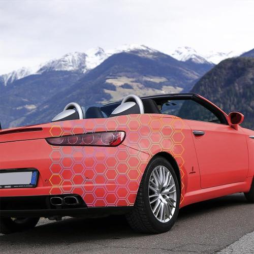 48 Grids Honeycomb Hexagon Pattern Car Vinyl Stickers Racing Sports DIY Decal Self-Adhesive Auto Side Door Stickers Car Exterior Decoration Accessories (Holographic Laser, 33.46 x 78.74)