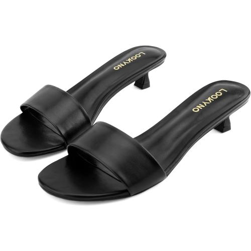 Size 37 Womens Heeled Sandals Open Round Toe Kitten Low Heels for Women Slip on Slide Sandals Mule Heels Fashion Comfort Dress Party Shoes