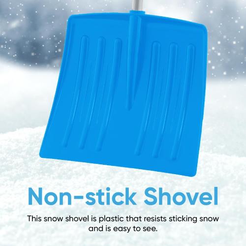 Superio Kids Snow Shovel Plastic Small Shovel for Snow Removal with Wooden Handle Heavy Duty 12 Blade, Blue 3 Pack