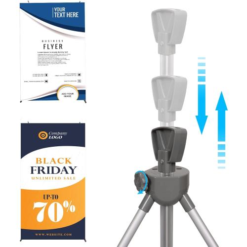 Adjustable Reinforced X Banner Stand, Fit Banner Size 23 x 63 to 32 x 78 Inches with Travel Bag