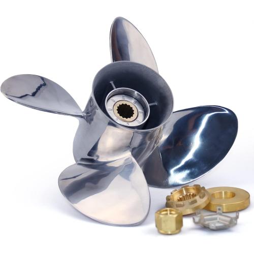 CAPTAIN 4 Blades Stainless Steel Boat Propeller fit Mercury, 13 Diameter x 19 Pitch, 15 Spline Tooth Outboard Engines Motor Prop, OEM RH Propellers for 40 50 70 Force 75 80 90 100 115 125 140 HP