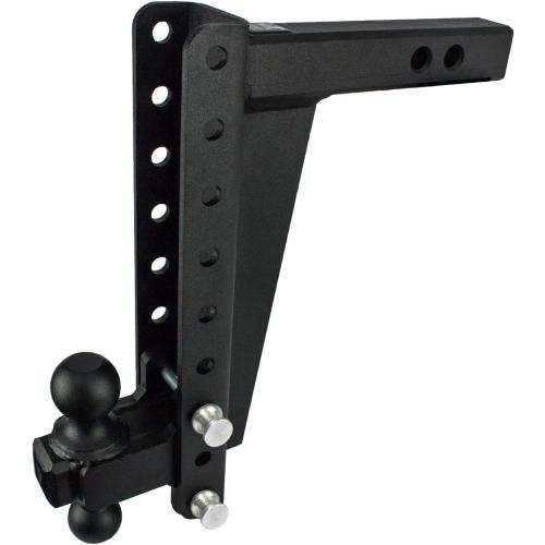 BulletProof Hitches 2.0 Adjustable Heavy Duty (22,000lb Rating) 12 Drop/Rise Trailer Hitch with 2 and 2 5/16 Dual Ball (Black Textured Powder Coat, Solid Steel)