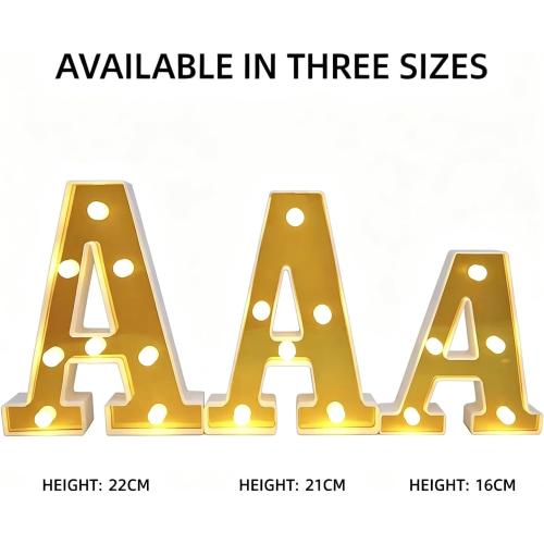 LED Gold Glitter Marquee Light Up Letters Battery Operated Letter-N,