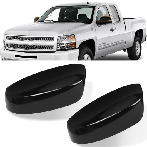 Moonlinks Compatible with Chevy Silverado Tahoe Suburban 2007-2014 LH & RH Side Mirror Cap Cover,Glossy Black Exterior View Upper Mirror Covers Replacement for GMC Sierra Yukon Cadillac Escalade ESV