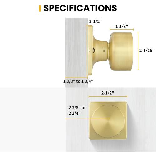 Goldenwarm Brushed Gold Dummy Door Knobs No-Function, Single-Side Gold Door Knobs for Handle, Closet Door Knob Pull/Handle Function for Pantry/French Doors 1 Pack