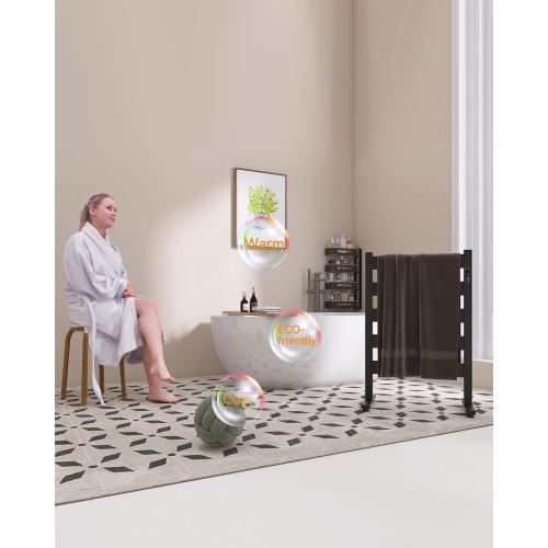 Size 5 Bars Color Black Towel Warmers for Bathroom, Space Aluminum Heated Towel Racks for Bathroom, with Built-in Timer&Temperature Adjustment, Freestanding Towel Heater,Matte Black,5 Bars