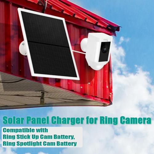 Solar Panel Charger for Ring Camera,10W Solar Charger Compatible with Ring Stick Up Cam Battery and Spotlight Cam Battery,Not for Spotlight Plus/Pro, Barrel DC3.5mm Plug (White)