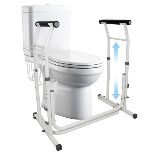 Carex Toilet Safety Rails, Adjustable Toilet Safety Frame with Handles for Elderly, Handicap, or Disabled, Heavy-Duty Non-Slip Grab Bar, with Padded Handles and Aluminum Frame for Bathroom Stability
