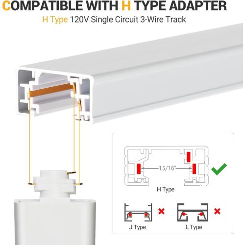 VANoopee 26FT H Track Lighting Rails with Floating Canopy Connector, White | H Type Track Lighting Kit | End Caps, Live End Feeds, I T & L Connectors Included | H Style Track System Compatible