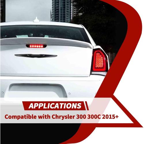 Front Bumper Grille Emblem Cover Rear Emblem Badge Cover Trim Kit Exterior Accessories Compatible with Chrysler 300 300C 2015 ,Black