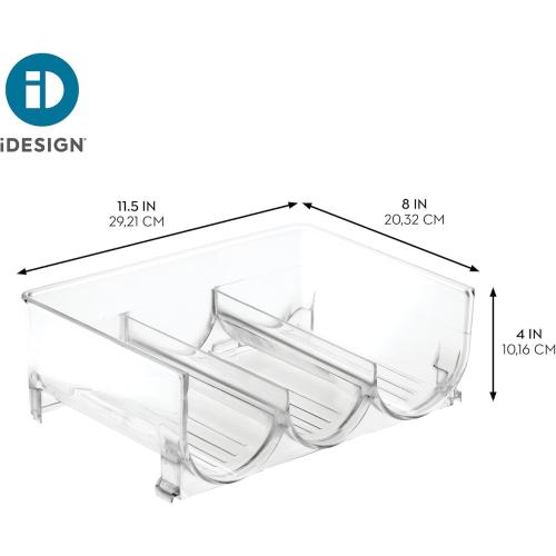 Set of 4 iDesign Stackable 3-Section Bottle Holder for Water, Soda, or Wine Bottles - Clear - Made in USA