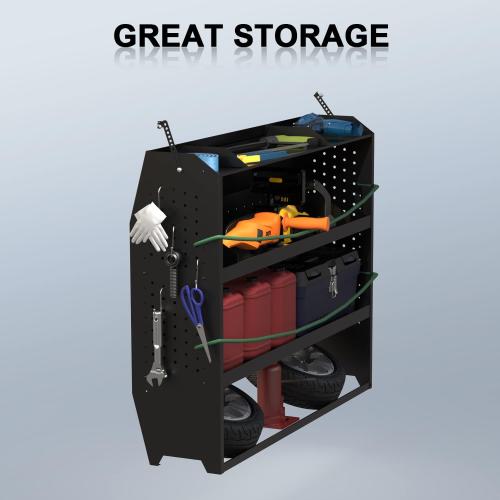 StarONE Cargo Van Shelving Storage Fit for Transit Connect 2014 ,NV200,Chevy City Express, Promaster City w/Hooks,Black,Steel,42 W x 43 H x 13 D
