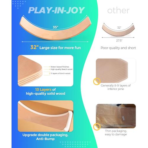 Balance Board Kids, [Natural Wood] Wobble Board for Kids Toddlers, Open Ended Montessori Waldorf Learning Toy, Gifts for 3 4 5 6 7 8 Year Old Boys Girls Kids Birthday & Christmas Stocking Stuffers