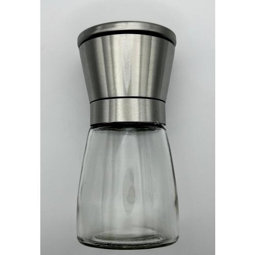 Salt and Pepper Mill Set, Glass and Stainless Steel Grinders, 2-Piece