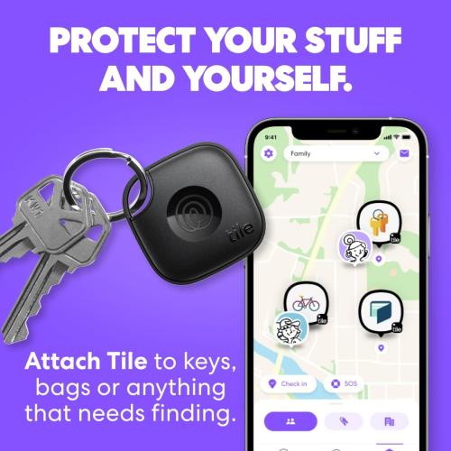 Tile by Life360 Mate Bluetooth Tracker, Keys Finder and Item Locator for Keys, Bags and More. Phone Finder. Both iOS and Android Compatible. 1-Pack (White)