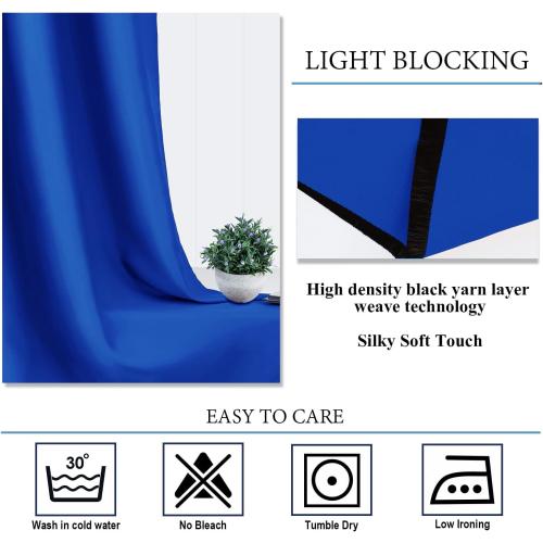 Diraysid Royal Blue Grommet Blackout Curtains for Bedroom Thermal Insulated Room Darkening Curtains Drapes, 42 x 84 inch, 2 Panels