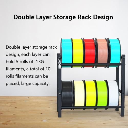 3D Printer Filament Storage Rack, 2 Tier Filament Spool Holders for PLA/ABS/TPU, Filaments Organzied for 3D Printing Studio, Office Workshop,Storage and Easy to Store 10 roll Pack