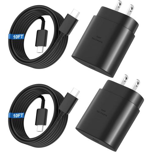Super Fast Charger Type C, 25W USB C Wall Charger Fast Charging for Samsung Galaxy S26 Ultra/S26/S26 /S25 Ultra/S25/24 Ultra/S24/S23 Ultra/S22 Ultra with 10FT Long Android Type C Charger Cable 2Pack