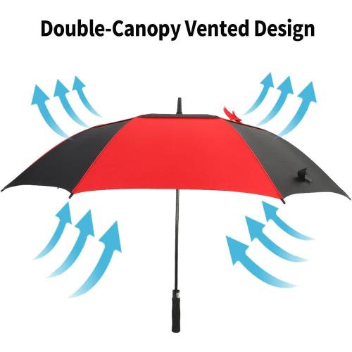 Automatic Open Extra Large Golf Umbrella Windproof Heavy Duty Large Umbrellas for Rain, Oversize Double Canopy Vented Stick Umbrellas for Golf and Outdoor Sports