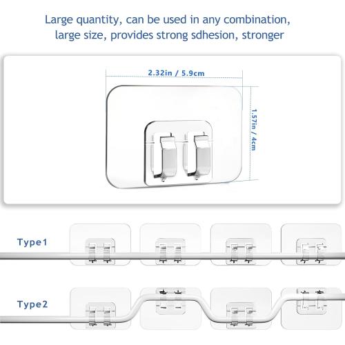 Hooks for Outdoor String Lights - 100 Pack with Adhesive Strips - No Damage, No Tools, No Holes, Waterproof and UV-Resistant, Perfect for Christmas and Patio Decor