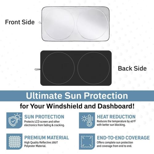Autovir Windshield Sun Shade, Foldable Car Window Shades, 280T Visor Shade