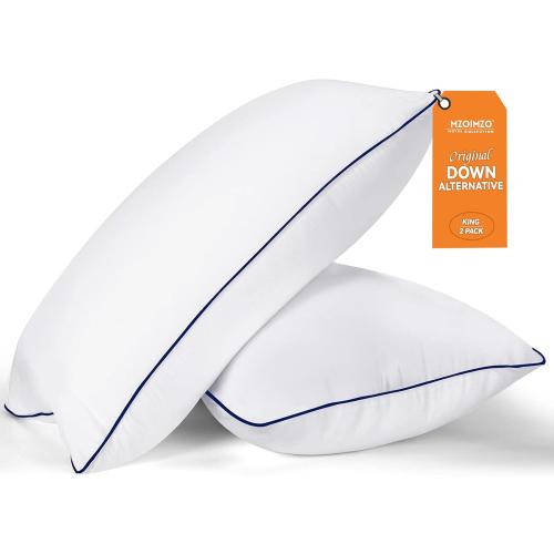 MZOIMZO Bed Pillows for Sleeping- King Size, Set of 2, Cooling Hotel Quality with Premium Soft Down Alternative Fill for Back, Stomach or Side Sleepers