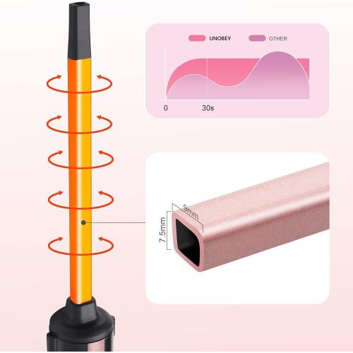 Thin Curling Iron, 3/8 Inch Small Curling Iron Wand for Short & Long Hair, Square Tube Ceramic Mini Curling Barrel Rapid Heating for Tight Curls, Include Glove