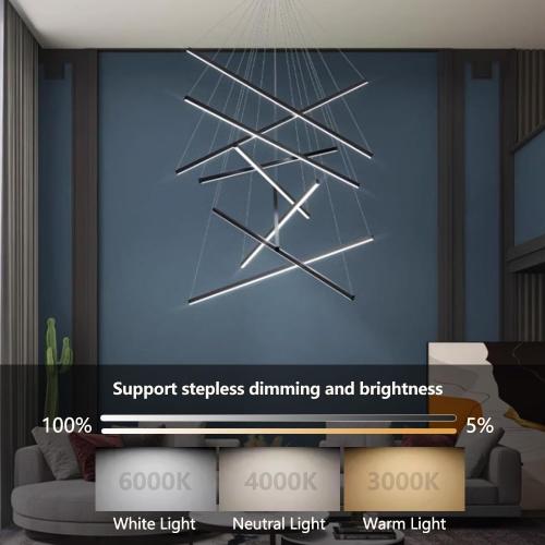 MADISH Modern LED Dimmable Staircase Chandelier | Single Mount Plate | Fixed Height 47” | Living Room, Stairway, Dining Room Lighting（9-lamp ）‼️Used ‼️product has mild stains