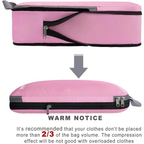 BAGAIL Set of 4 Compression Packing Cubes Travel Accessories Expandable Packing Organizers (Cloth Pattern, 4-Pink)