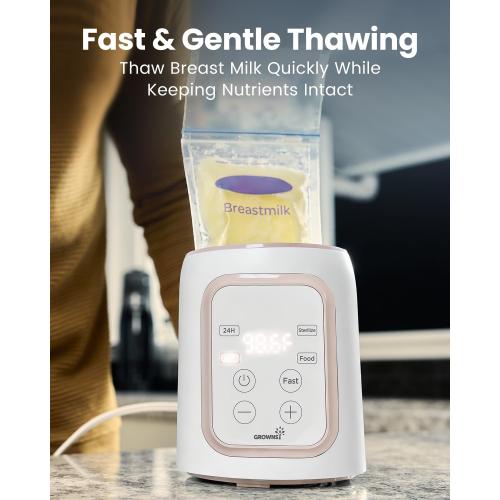 Grownsy 8-in-1 OG Fast Bottle Warmer with Timer, Blush