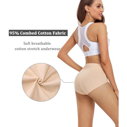 wirarpa Women's Cotton Underwear High Waisted Ladies Panties Full Coverage Briefs 4 Pack (Regular & Plus Size) size M