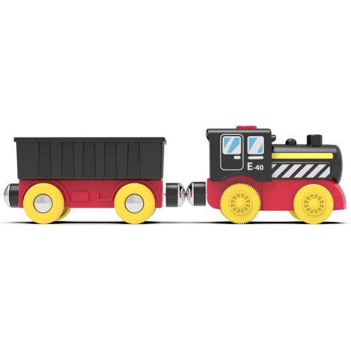 Battery Operated Locomotive Train, Magnetic Trains Toy for Wooden Tracks, Motorized Train Compatible with Thomas, Brio, Chuggington, Melissa & Doug